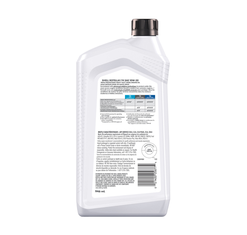 Shell Rotella T4 10w-30 Back