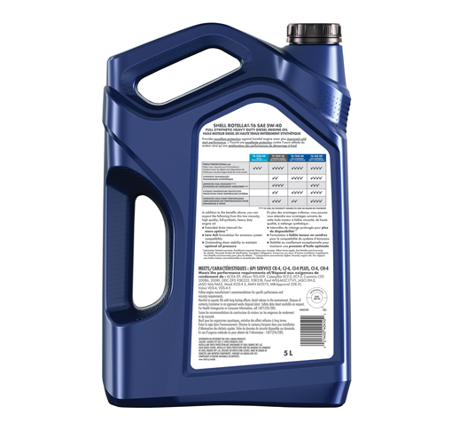 Shell Rotella T6 15w-40 Back